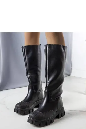 Black boots with a thick sole leather