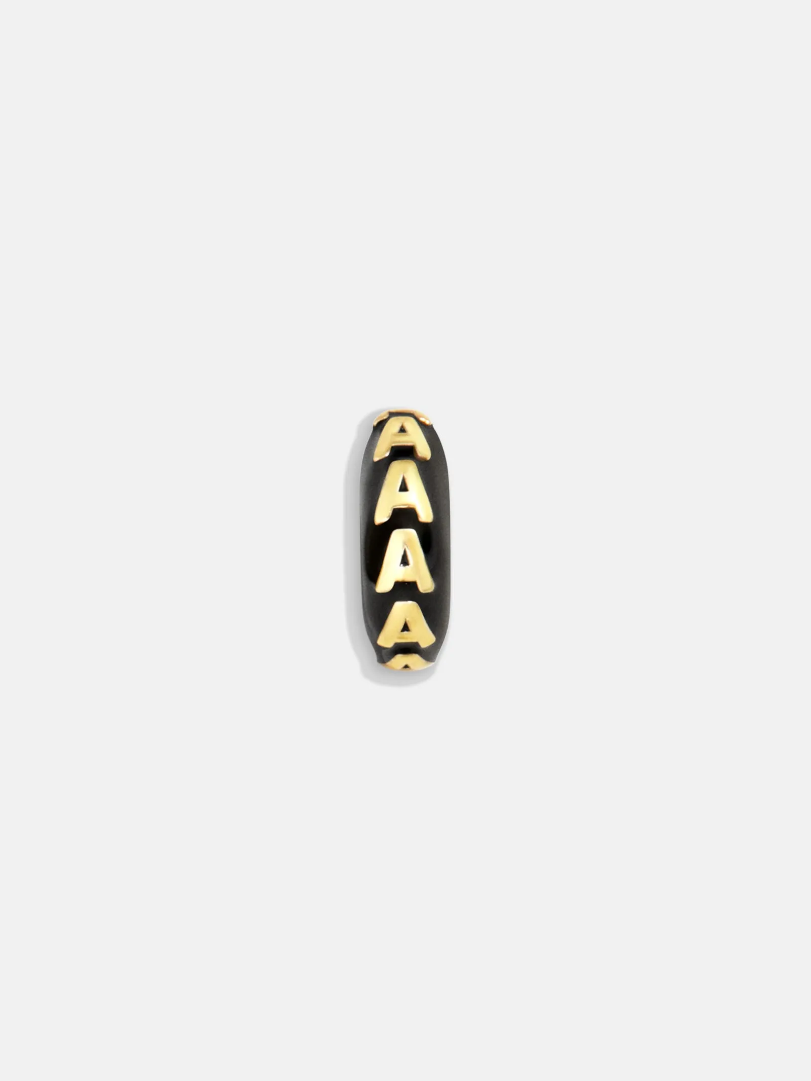 Black Initial Bead Charm - A
