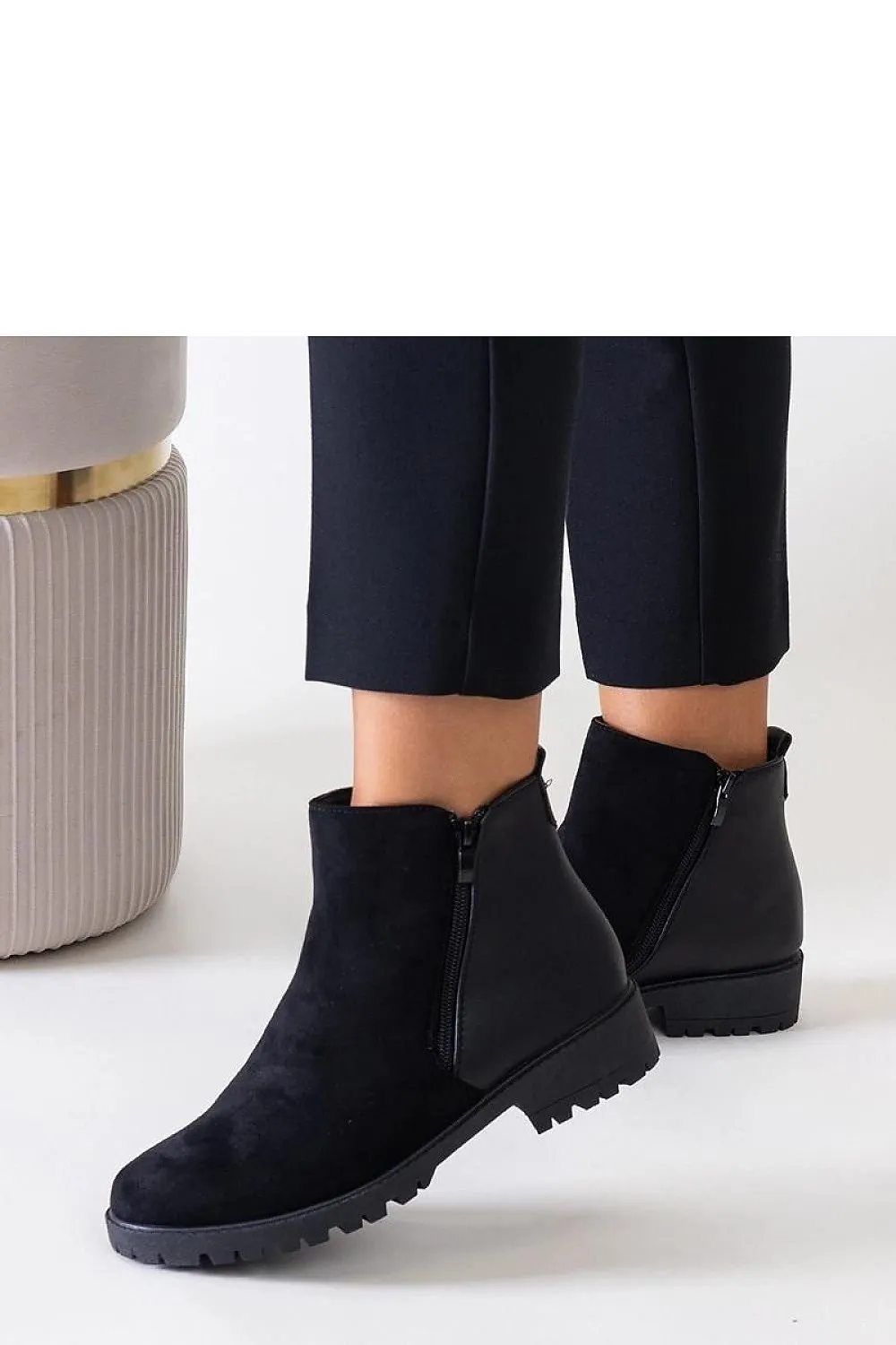 Black platform ankle boots