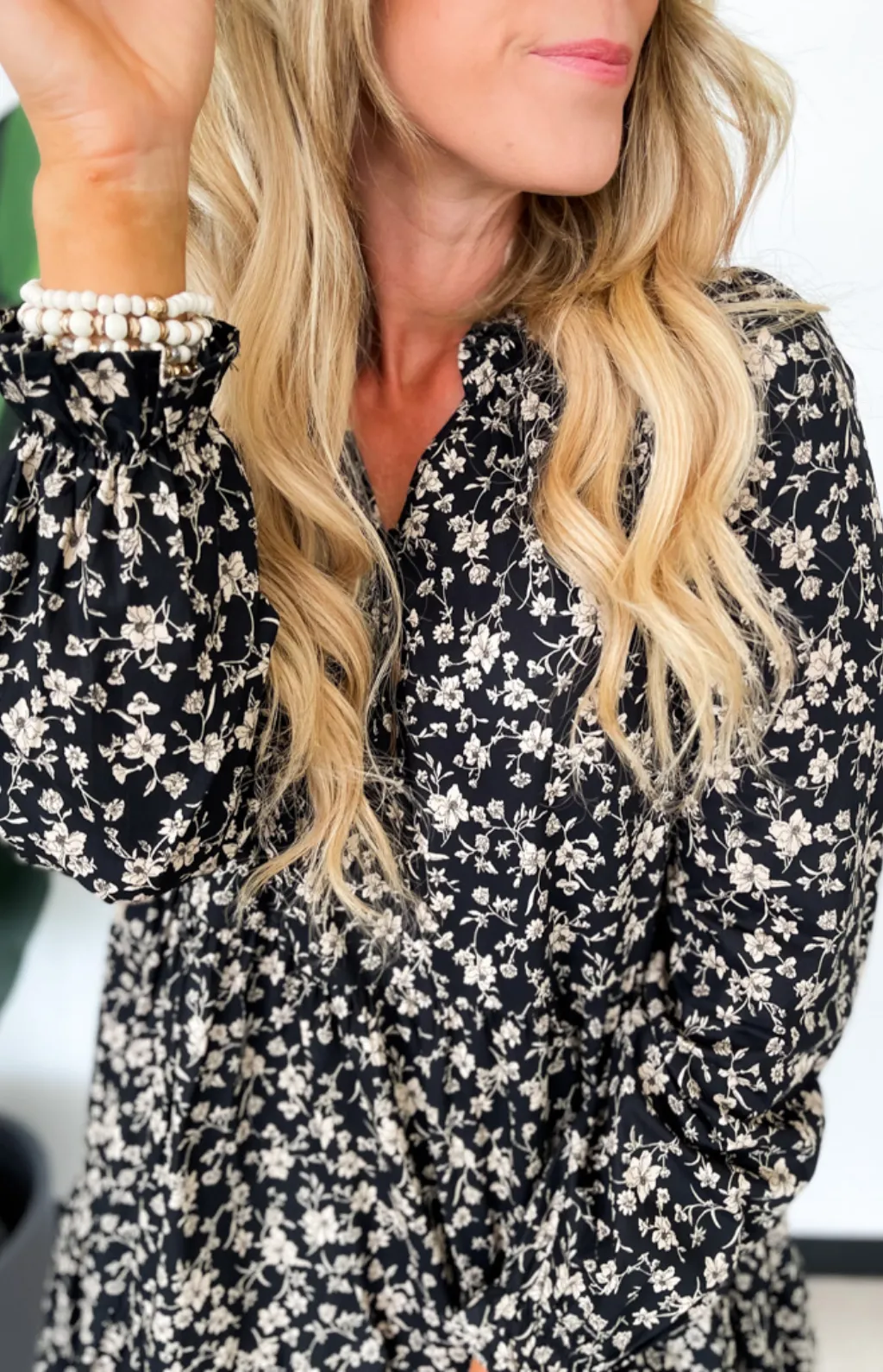Blaire Black Floral Long Sleeve Mini Dress