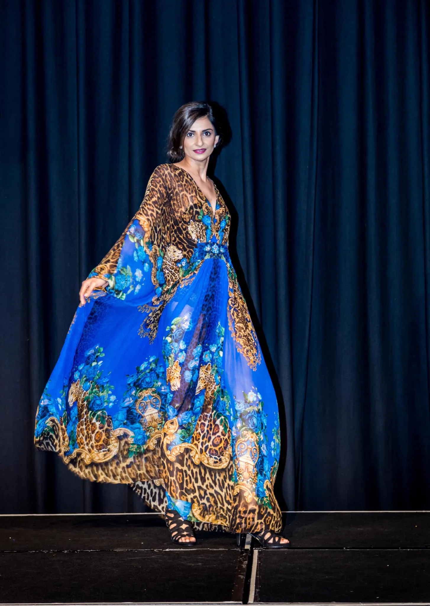 Blue Leopardess Tab Maxi Kaftan