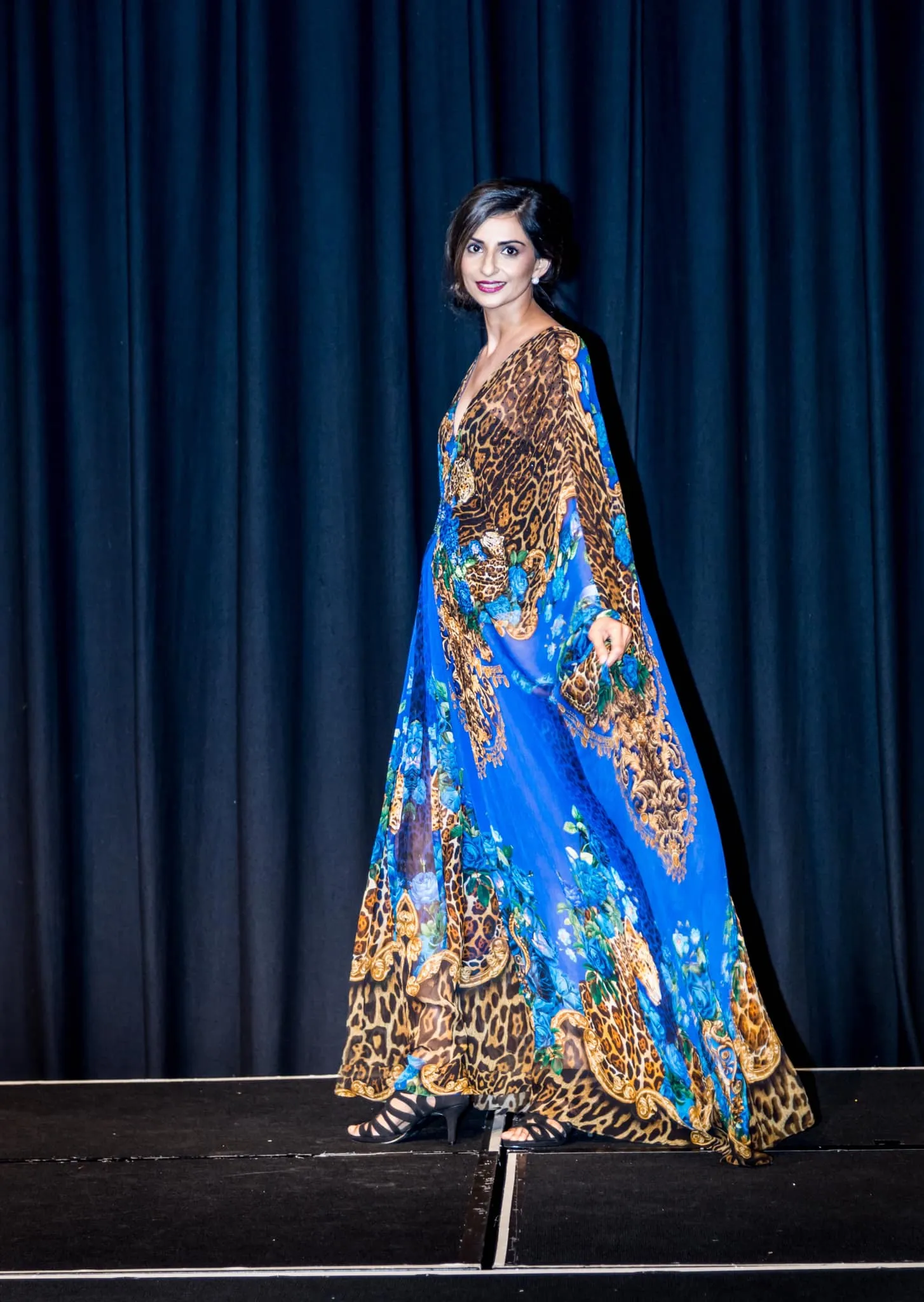 Blue Leopardess Tab Maxi Kaftan