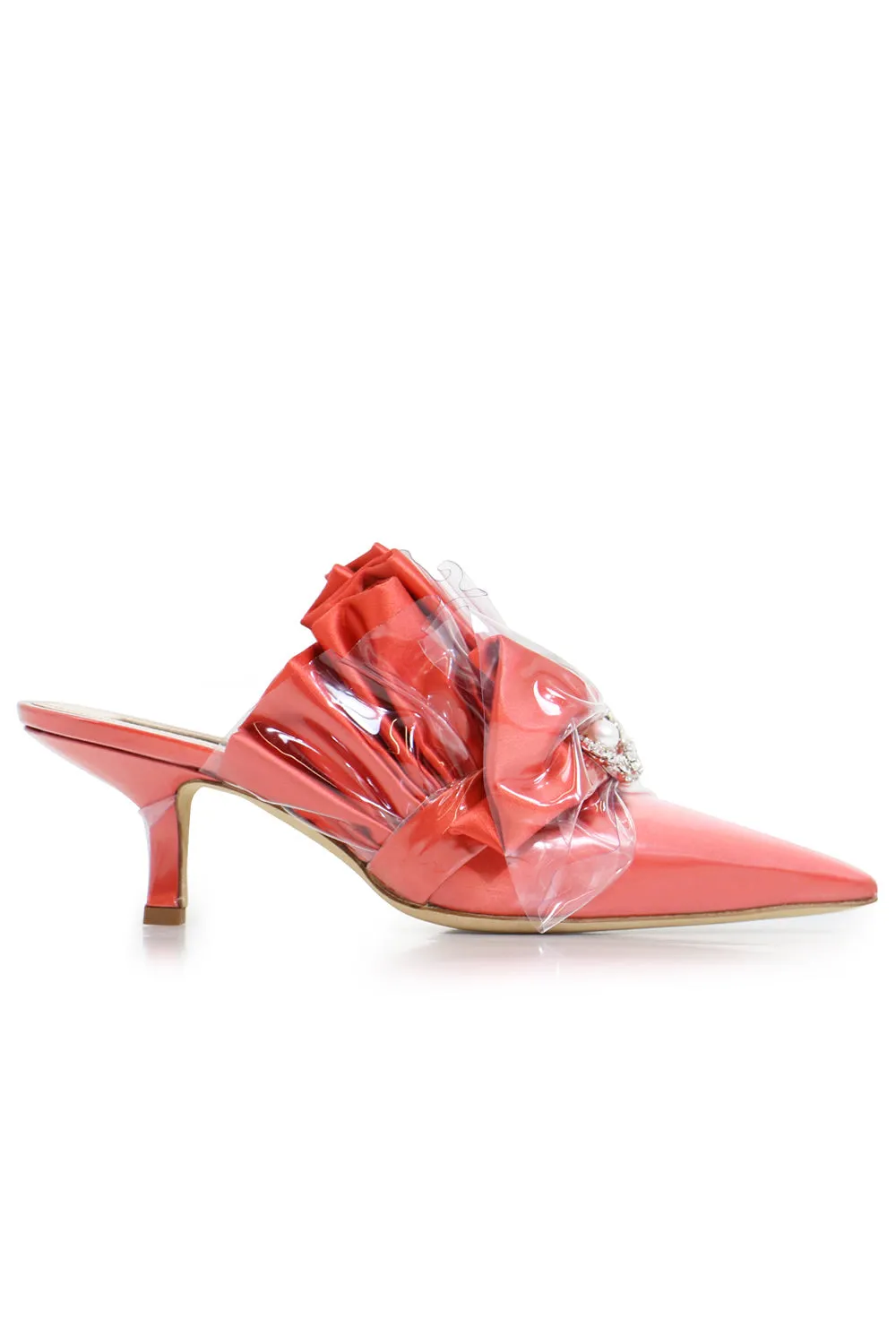 CRYSTAL MULE HEEL 45MM CORAL