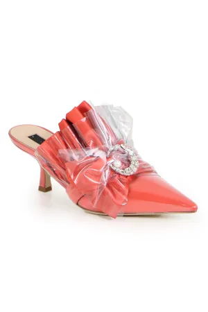 CRYSTAL MULE HEEL 45MM CORAL