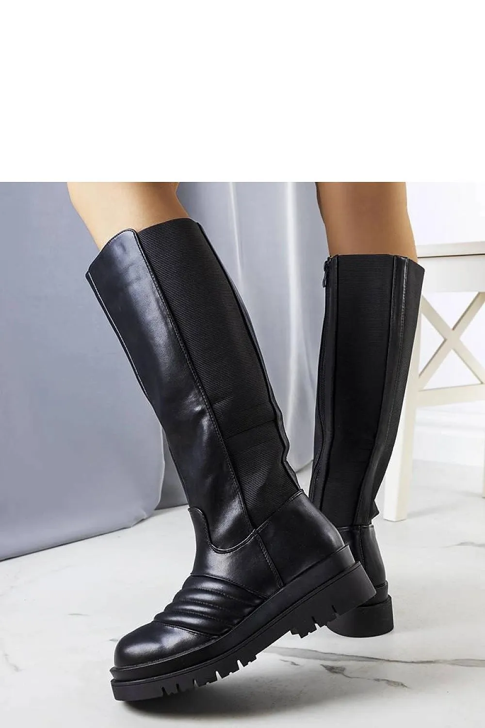 Elegant eco-leather black boots