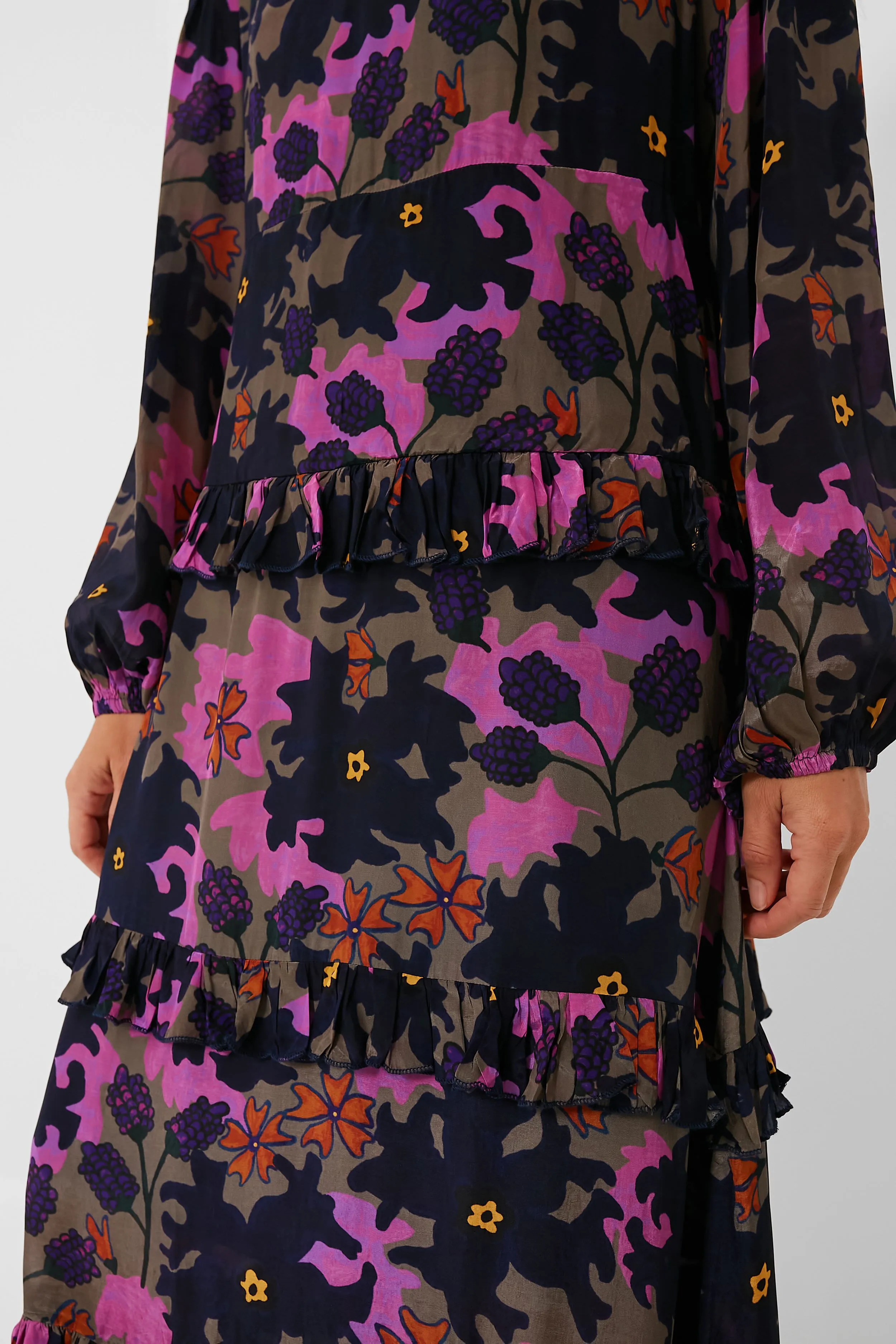 Exclusive Suzani Navy Mock Neck Dress