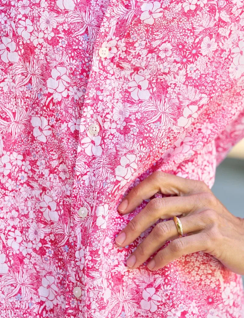 Frank & Eileen - Pink Floral Hunter Step-Hem Shirt Dress