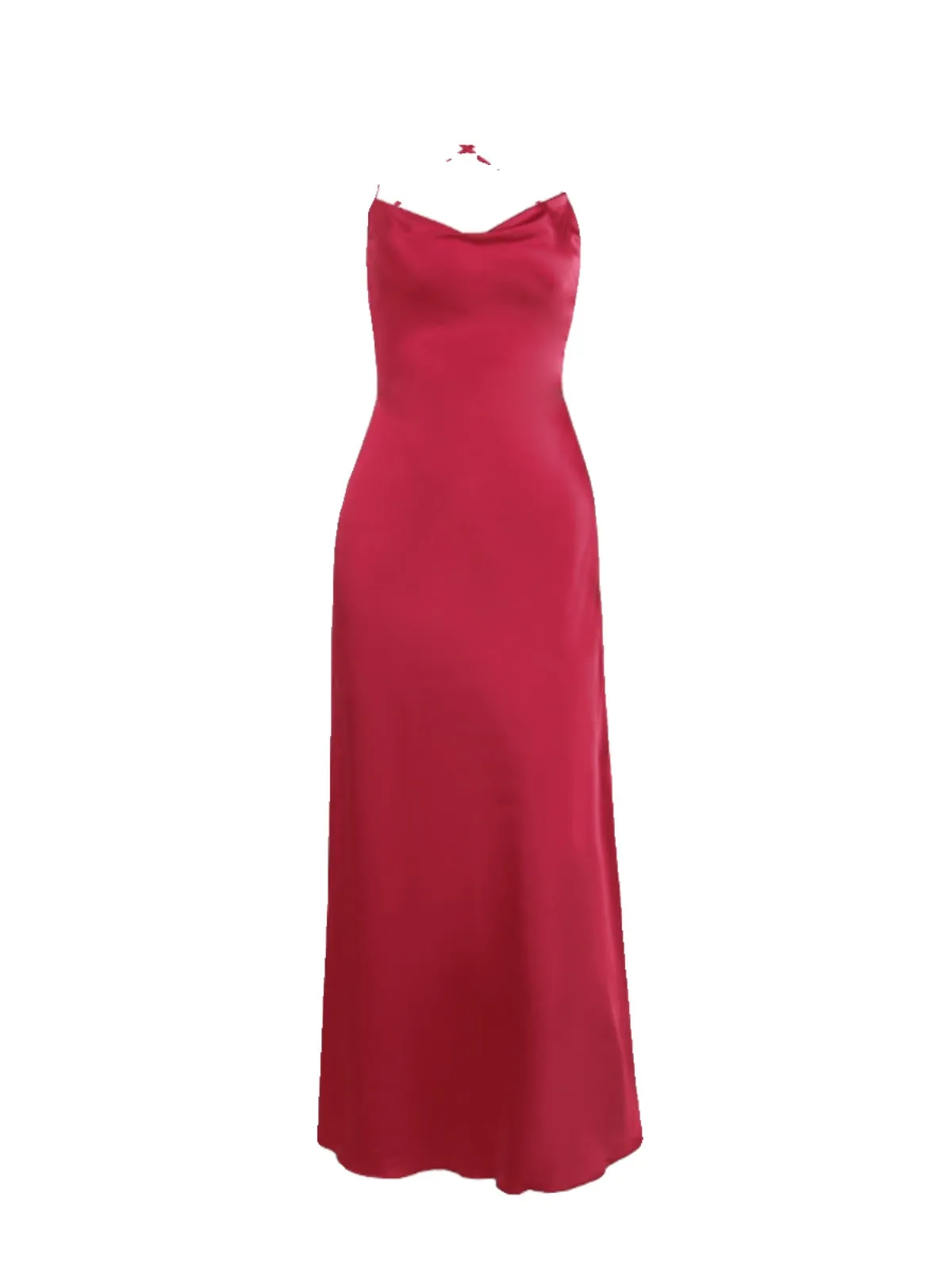 French Style Red Satin Slip Dress