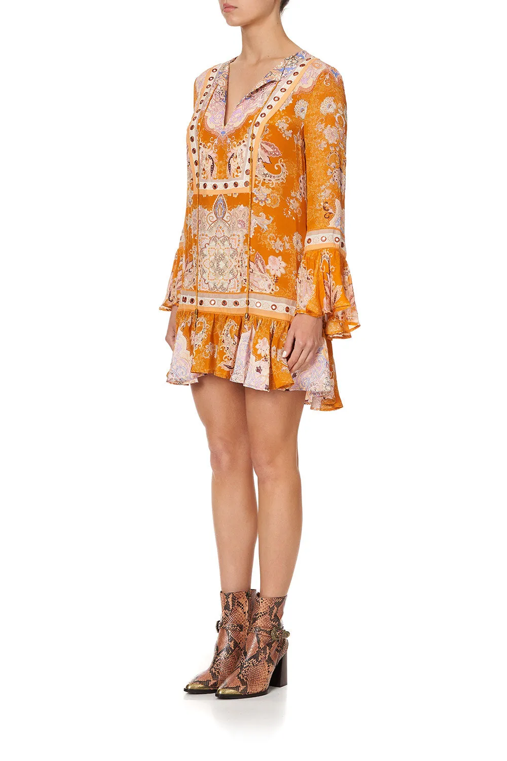 FRILL HEM LONG SLEEVE DRESS MARRAKESH MAIDEN