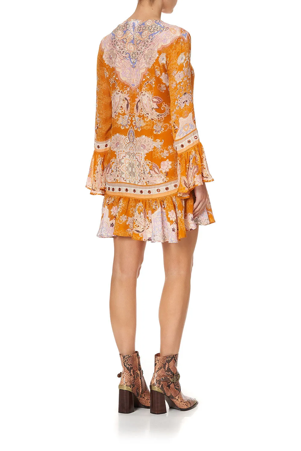 FRILL HEM LONG SLEEVE DRESS MARRAKESH MAIDEN