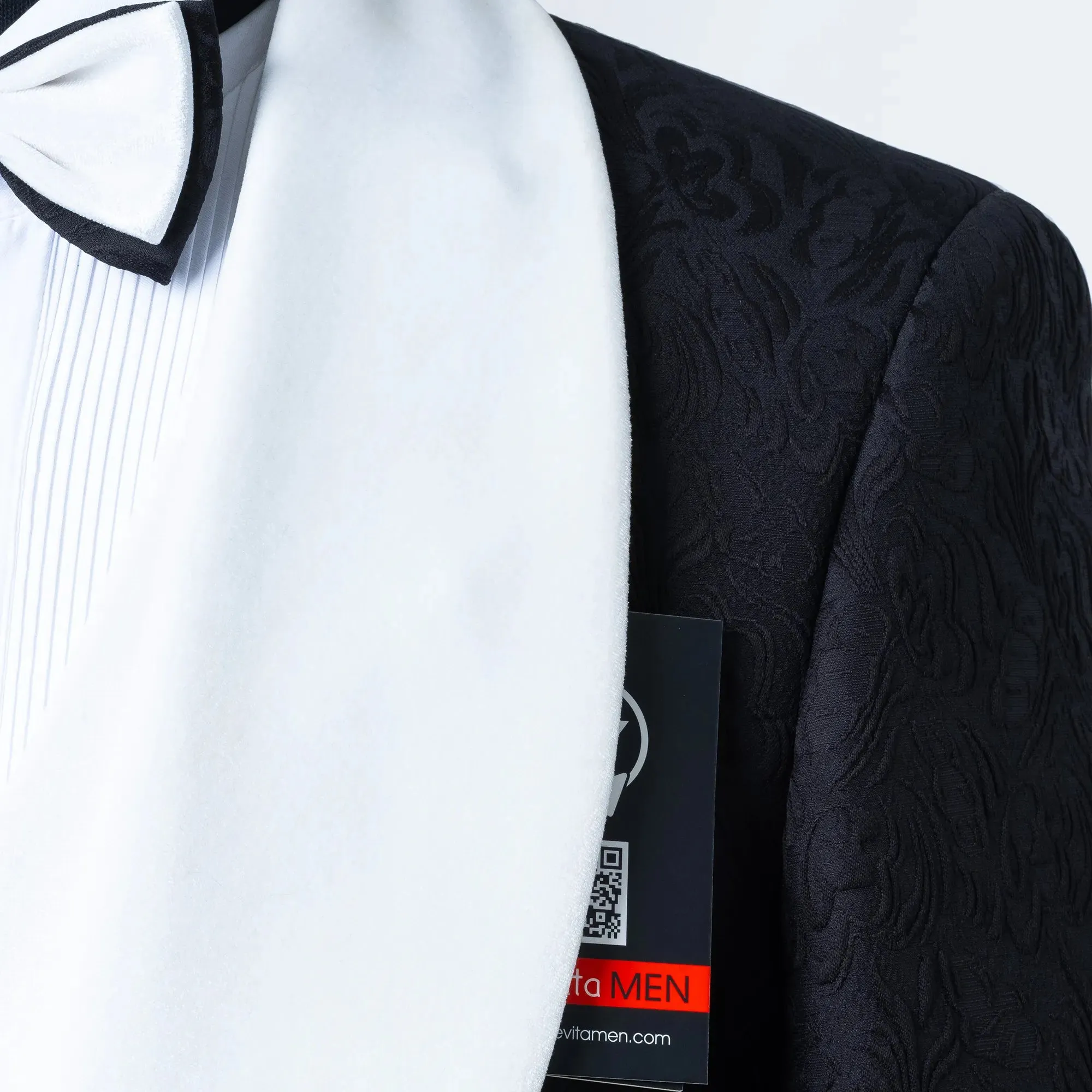 Gianni | Black with White Velvet Lapel 3-Piece Tailored-Fit Tuxedo