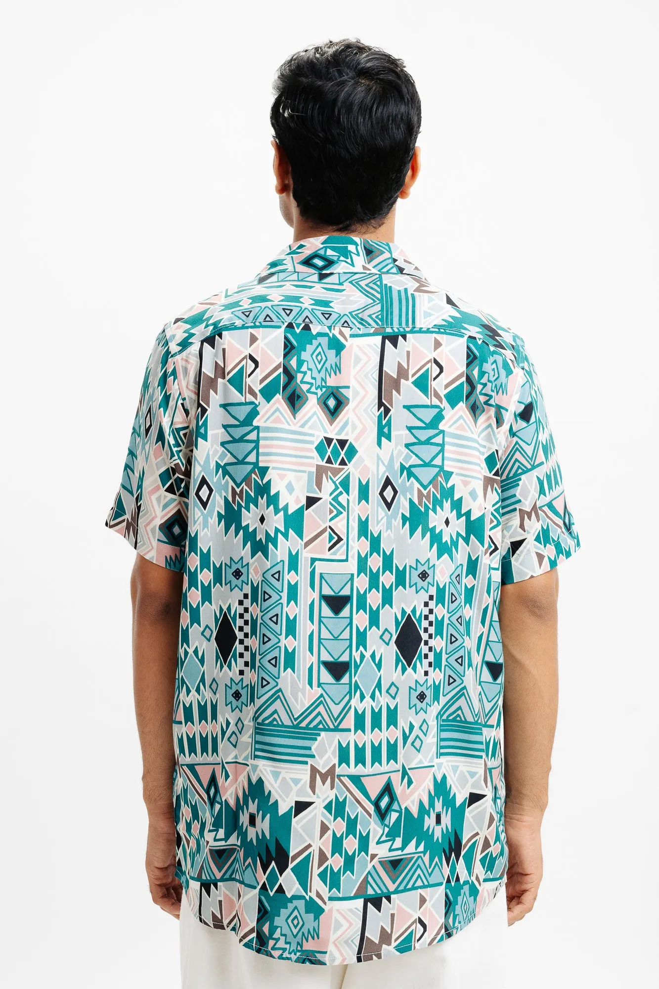 Green Puzzled Printed Men's Shirt