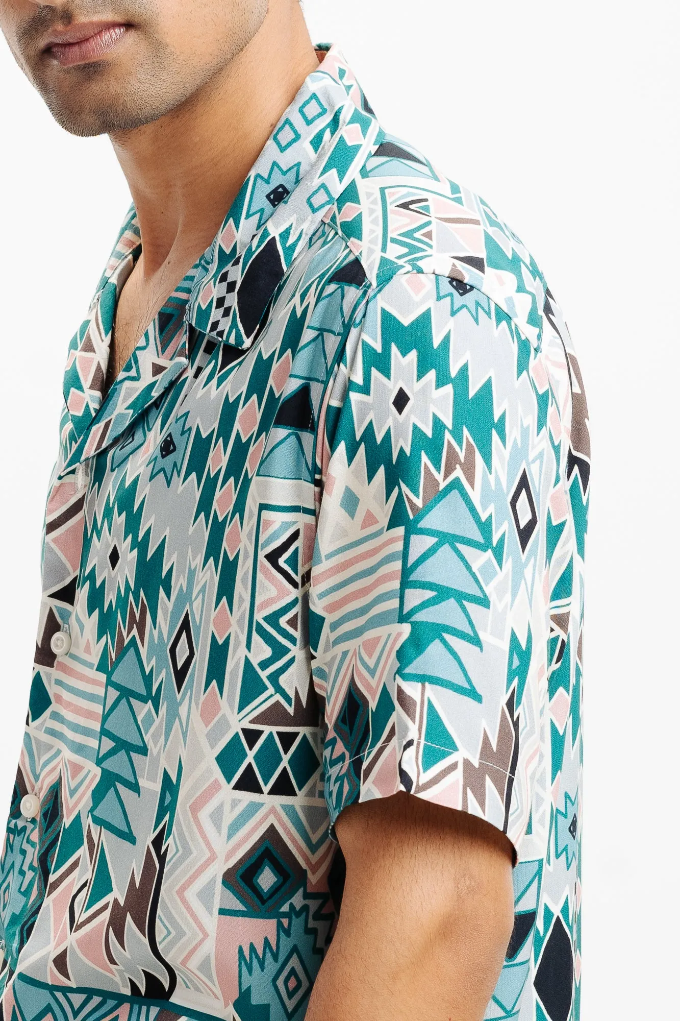 Green Puzzled Printed Men's Shirt