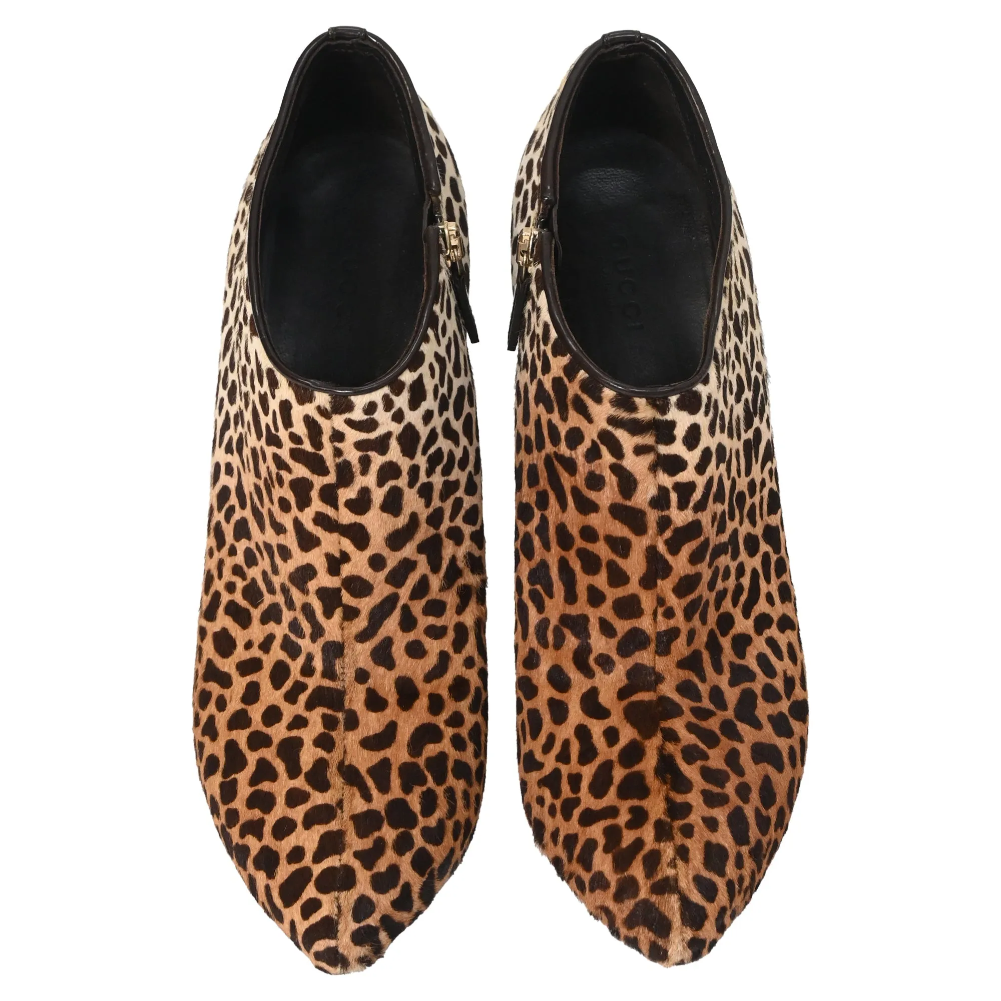 Gucci Leopard Ankle Booties in Animal Print Ponyhair