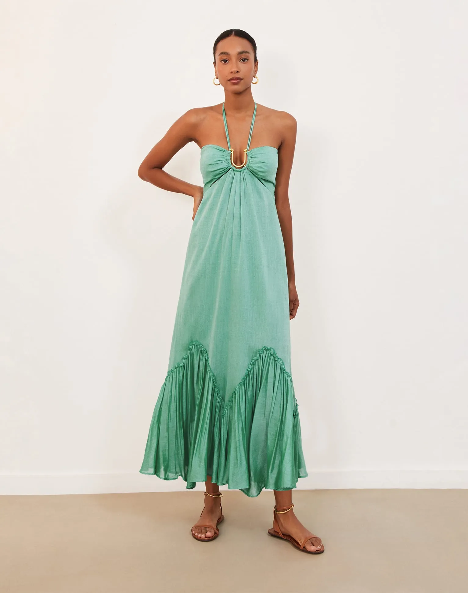 Harper Detail Long Dress (exchange only) - Seagreen