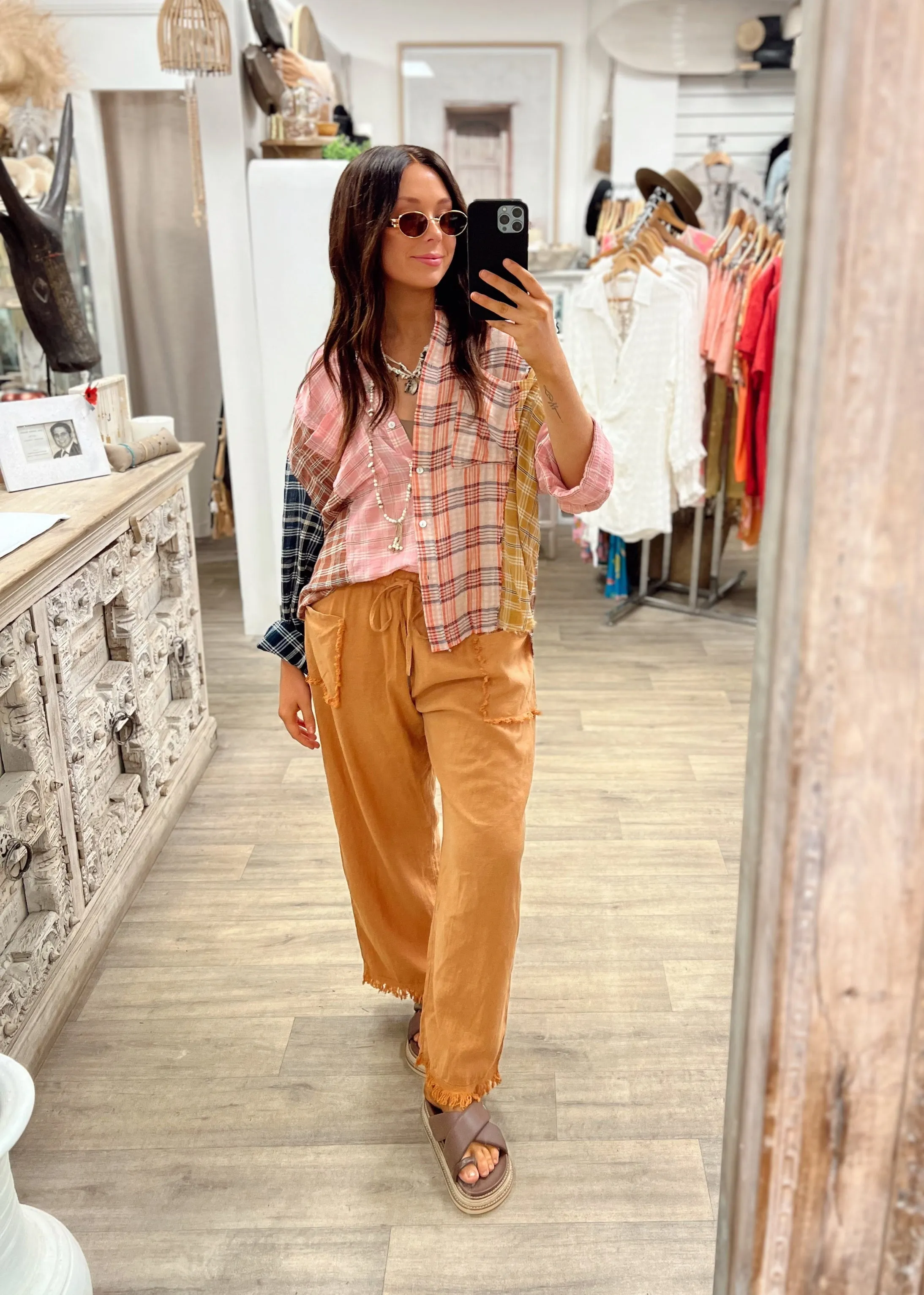 Joshua Frayed Linen Pant - Mustard