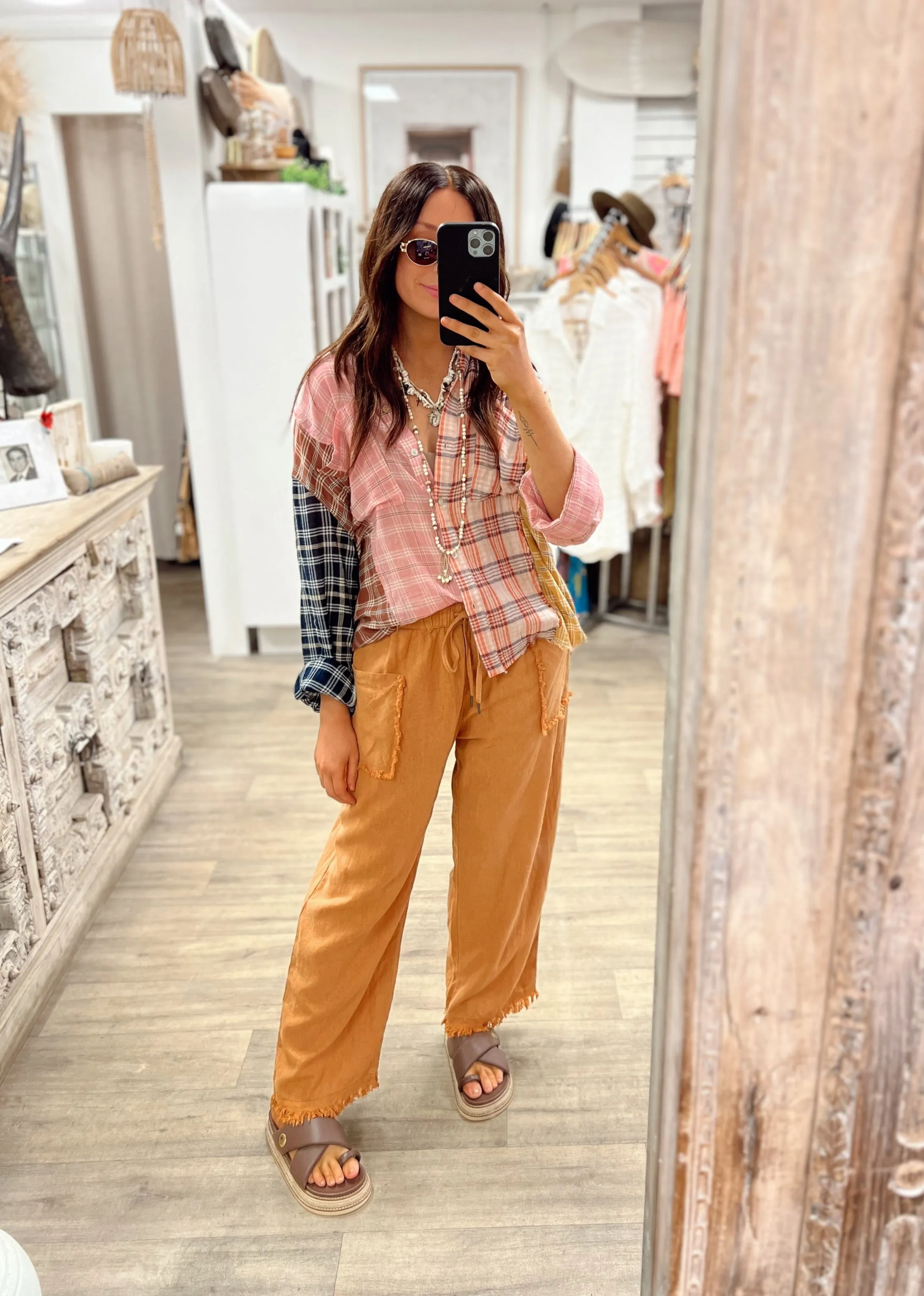 Joshua Frayed Linen Pant - Mustard