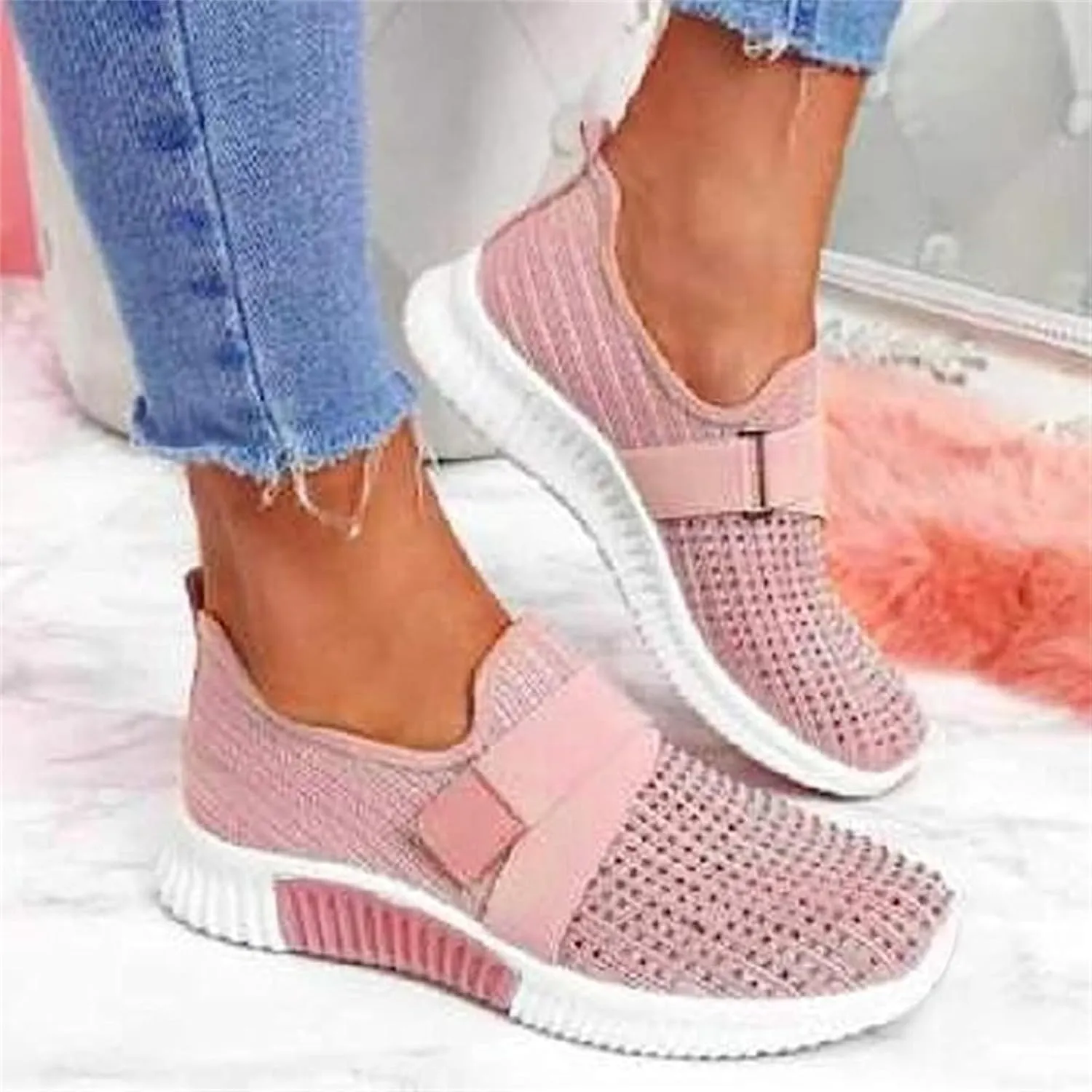 Ladmiple Walking Shoes Women Slip On Lightweight Running Shoes Athletic Tennis Workout Sneakers Casual Fashion Gym Shoes