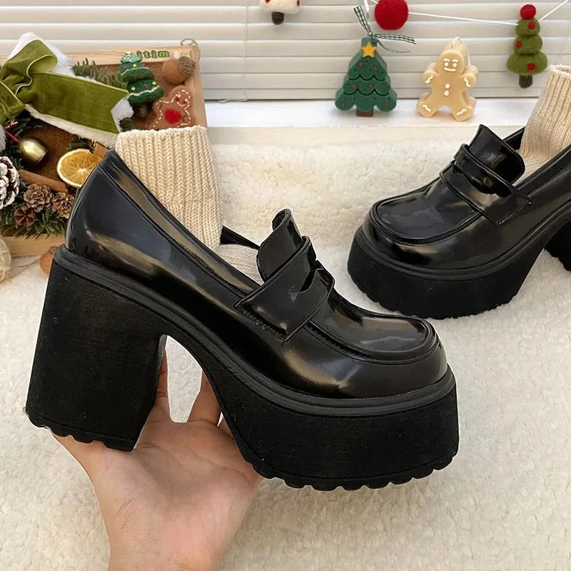 Mary Janes Super High Heels Loafers Shoes