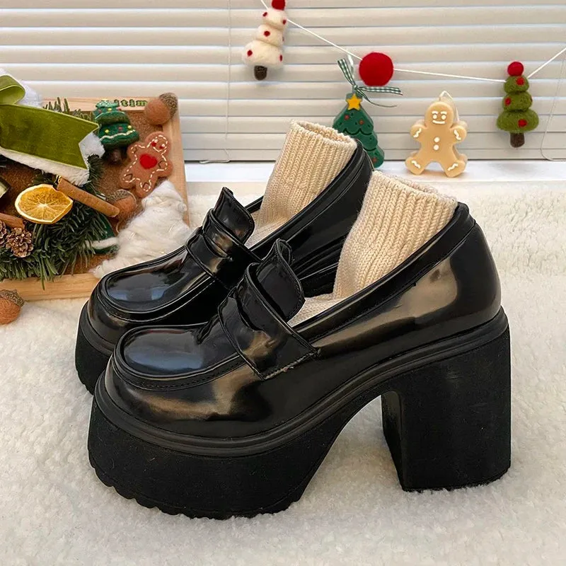 Mary Janes Super High Heels Loafers Shoes