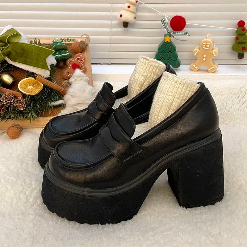 Mary Janes Super High Heels Loafers Shoes