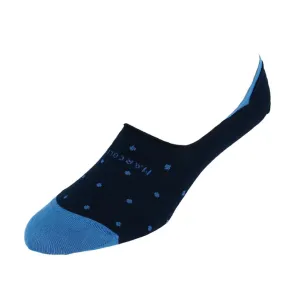 Men's Polka Dot Invisible Touch No Show Liner Sock in Navy by Marcoliani