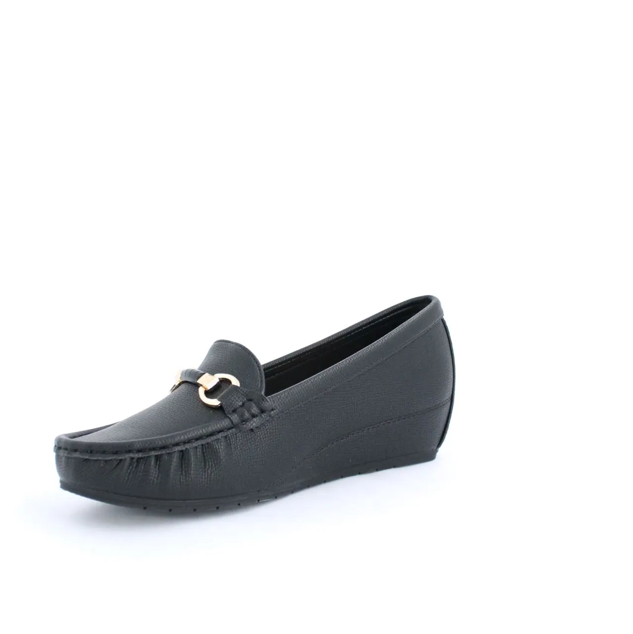 MIRA WEDGE MOCCASINS-BLACK