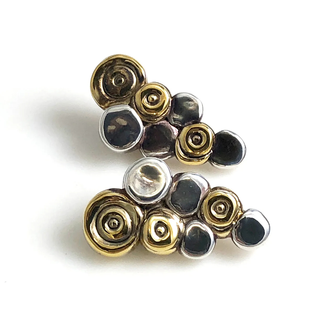 Modern Silver & Gold Electroform Clip On Earrings
