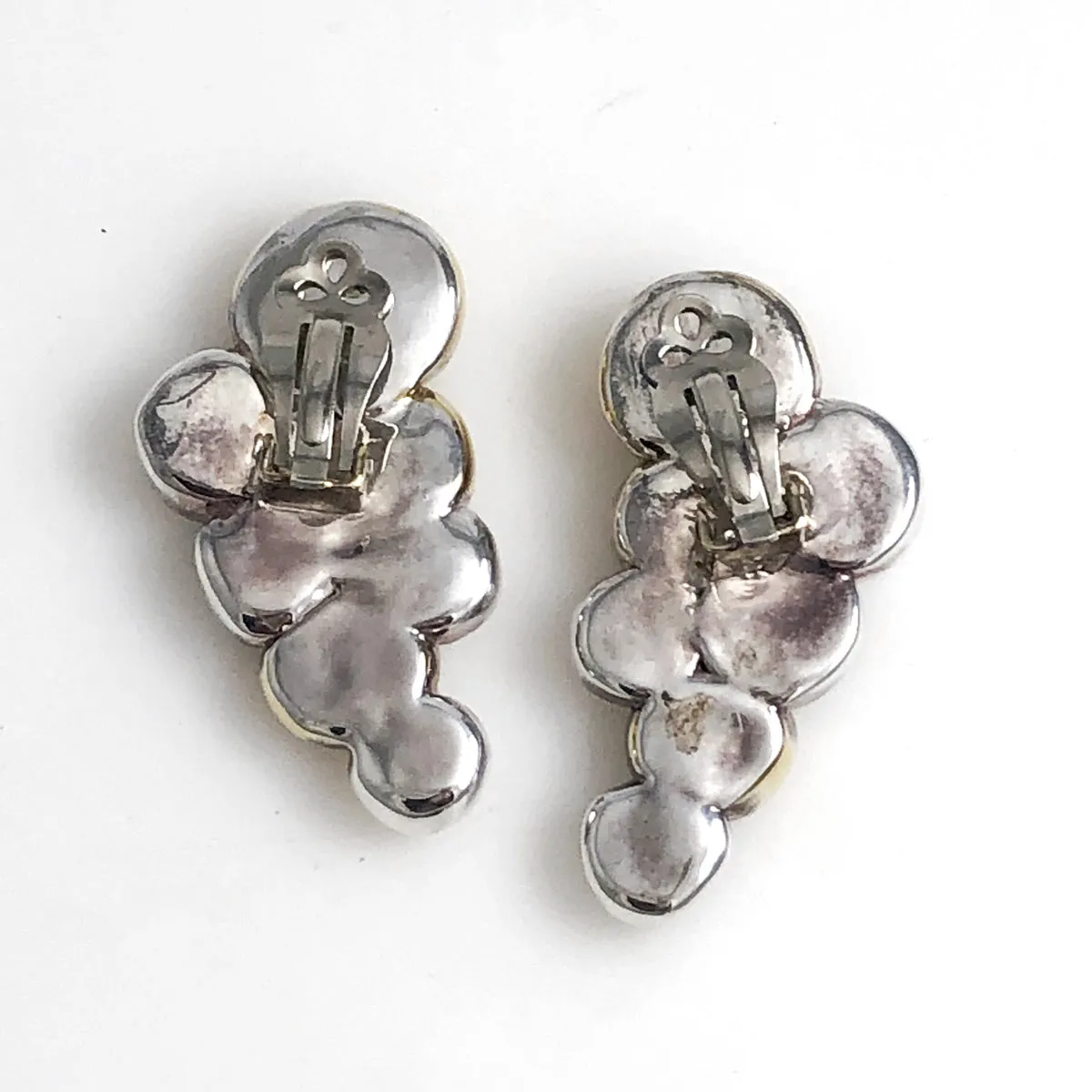 Modern Silver & Gold Electroform Clip On Earrings