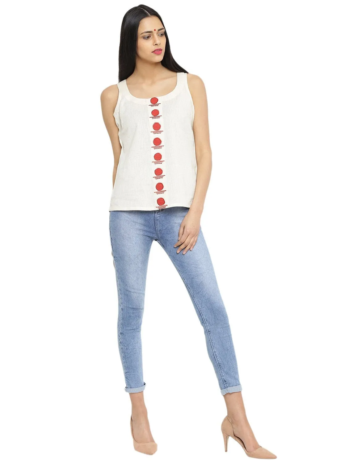 Off-white handloom Sleeveless Top