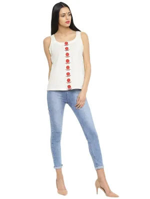 Off-white handloom Sleeveless Top