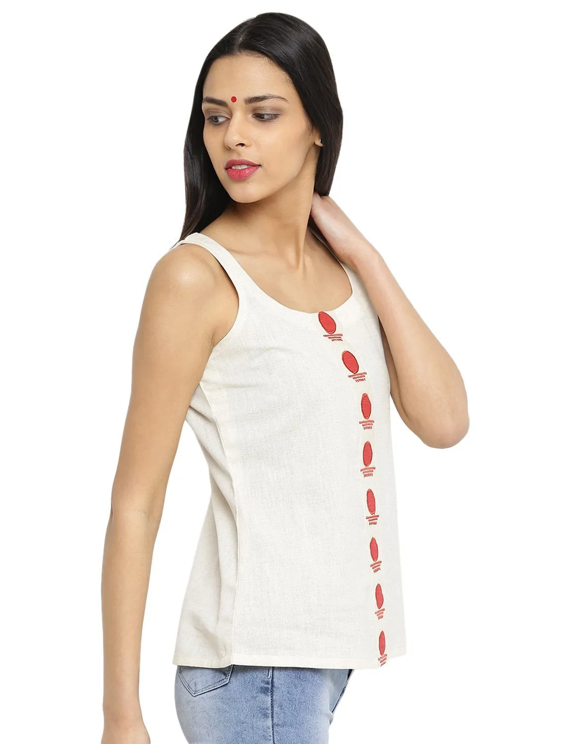 Off-white handloom Sleeveless Top