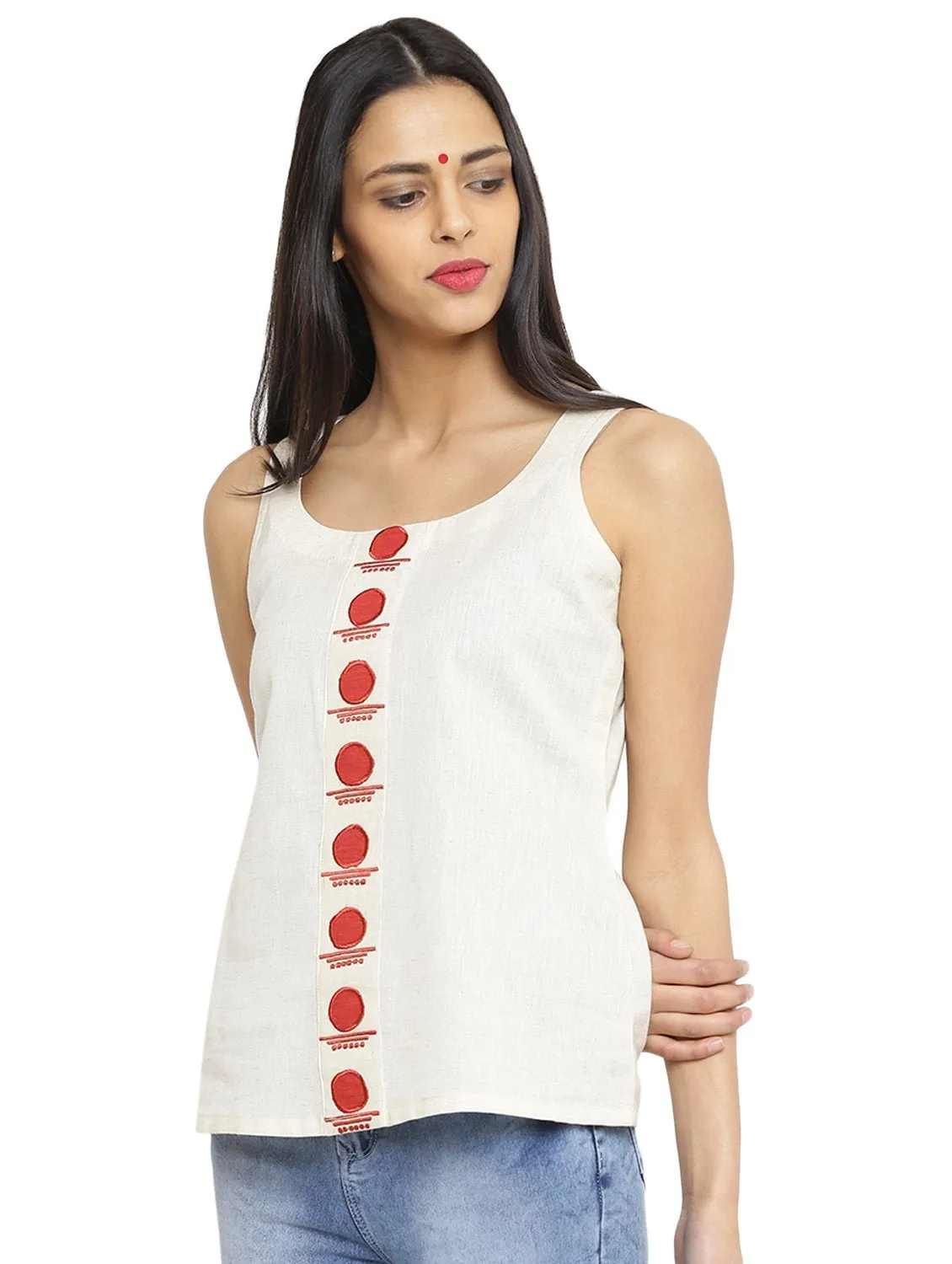 Off-white handloom Sleeveless Top