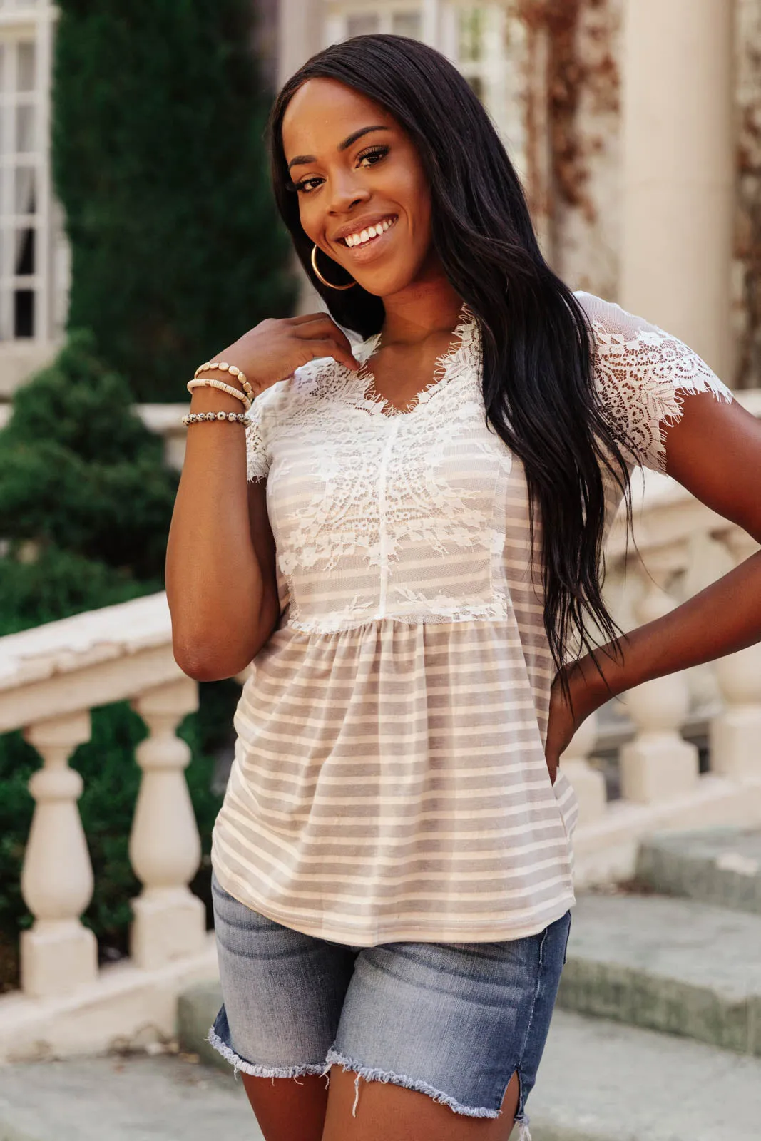 *Online Exclusive* Stripes of Gray Top