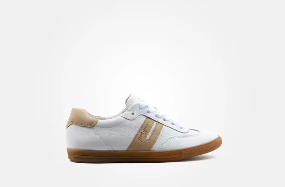 Paul Green white  and beige leather sneakers