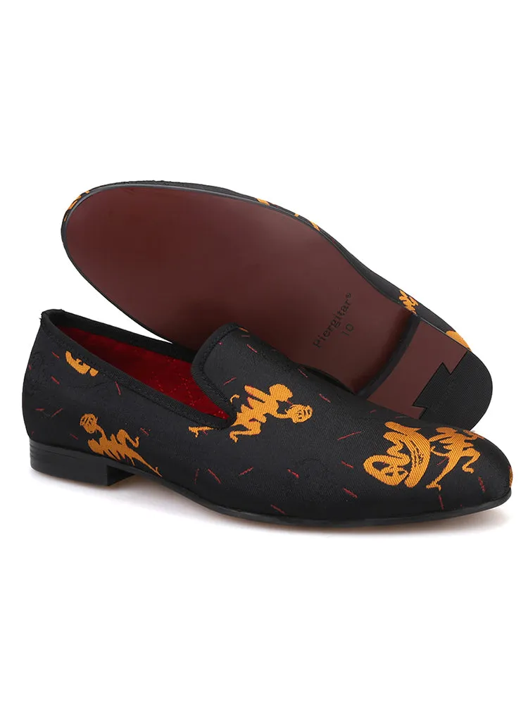 Piergitar's new men's abstract painting European and American banquet loafers trendy slip-on low-cut shoes