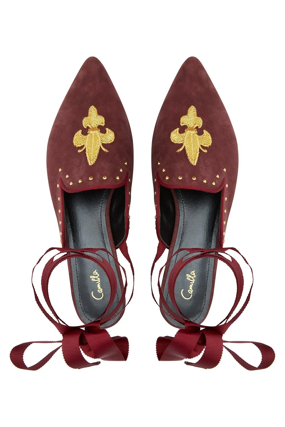 POINT SLIPPER AND TIE BURGUNDY