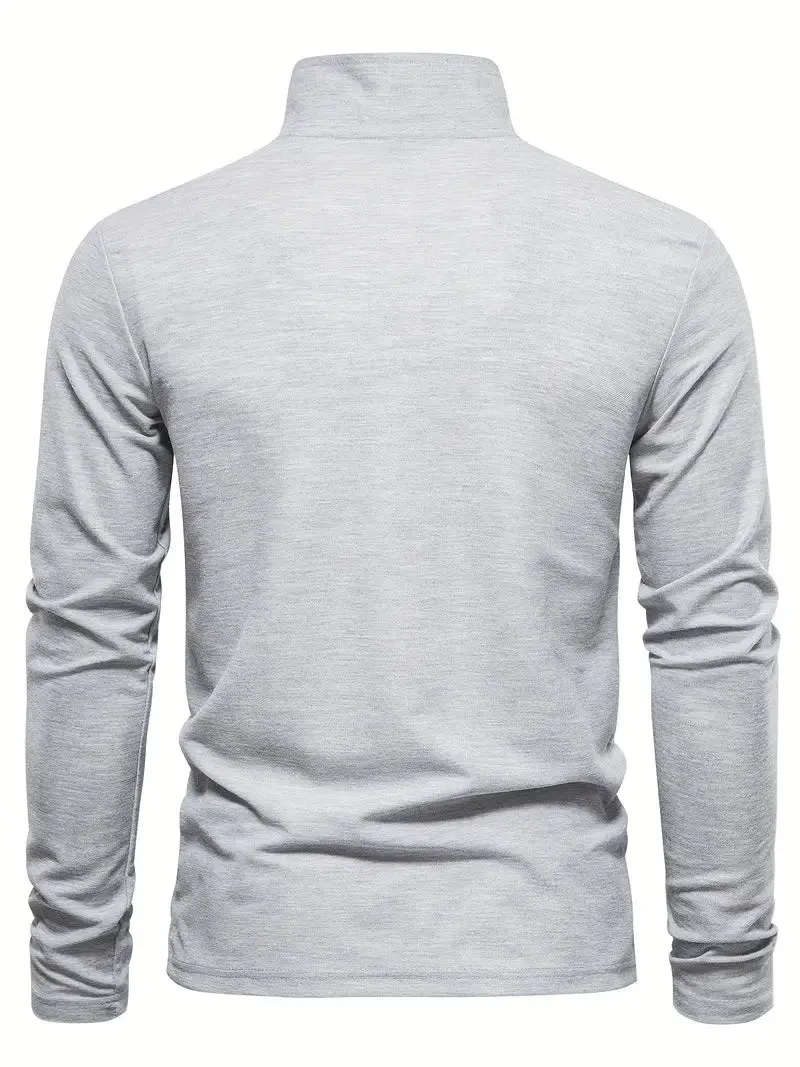 PoloMax - Heren Lange Mouw Polo Shirt met Geborduurd Logo, Casual Knoopsluiting Top