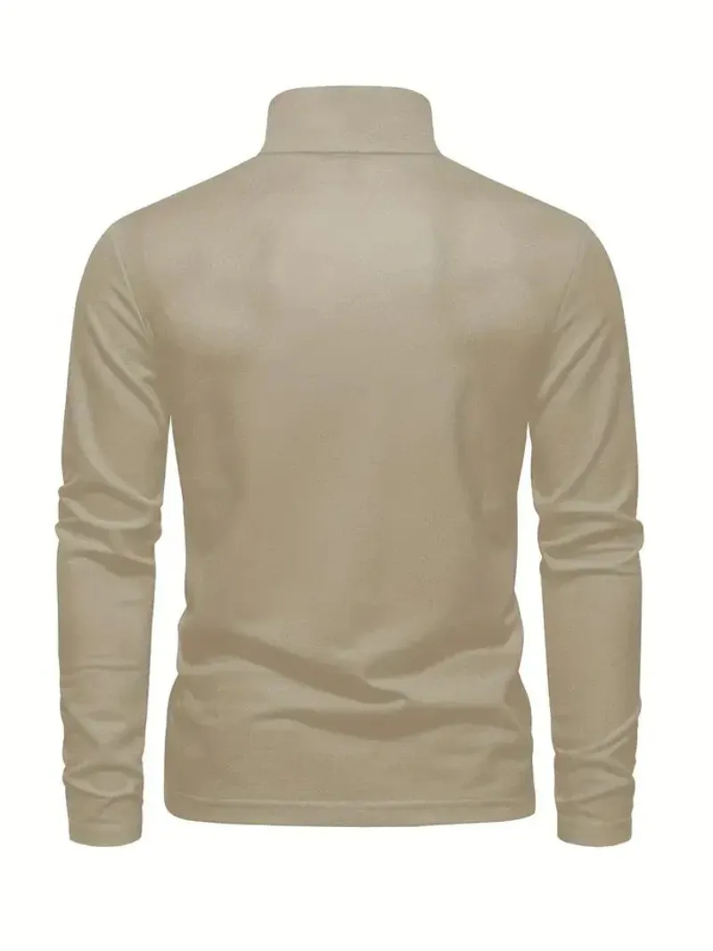 PoloMax - Heren Lange Mouw Polo Shirt met Geborduurd Logo, Casual Knoopsluiting Top