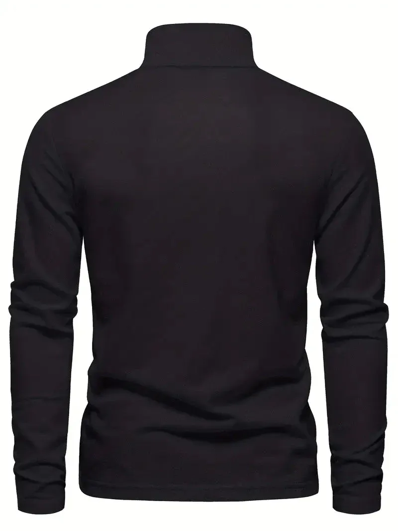 PoloMax - Heren Lange Mouw Polo Shirt met Geborduurd Logo, Casual Knoopsluiting Top