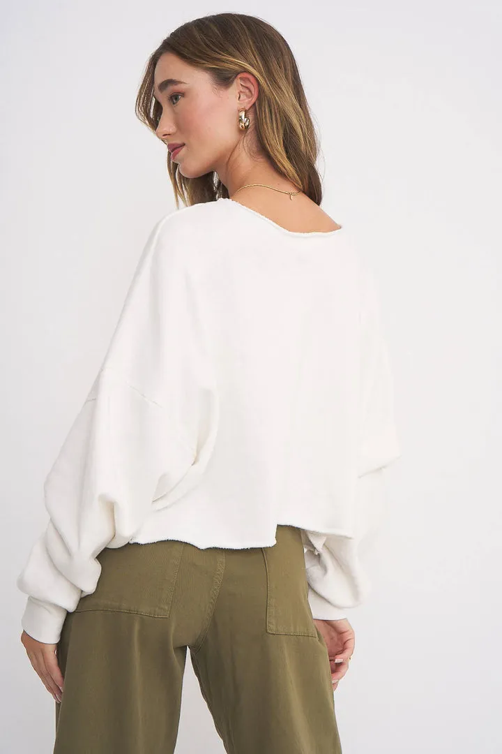 Project Social T Castaway Ivory V Neck Sweatshirt