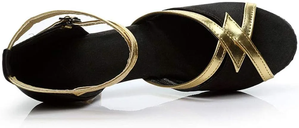 Prom Fashion Dance Latin Sandals Solid Women's Ballroom Shoes Women's sandals Dress Wedges, 4.5