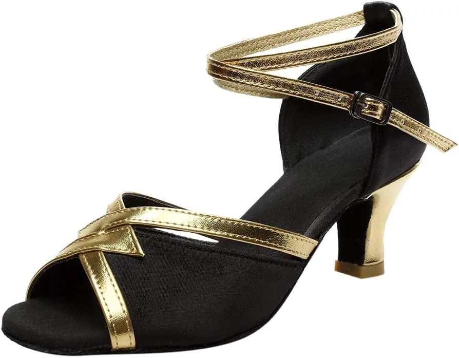 Prom Fashion Dance Latin Sandals Solid Women's Ballroom Shoes Women's sandals Dress Wedges, 4.5