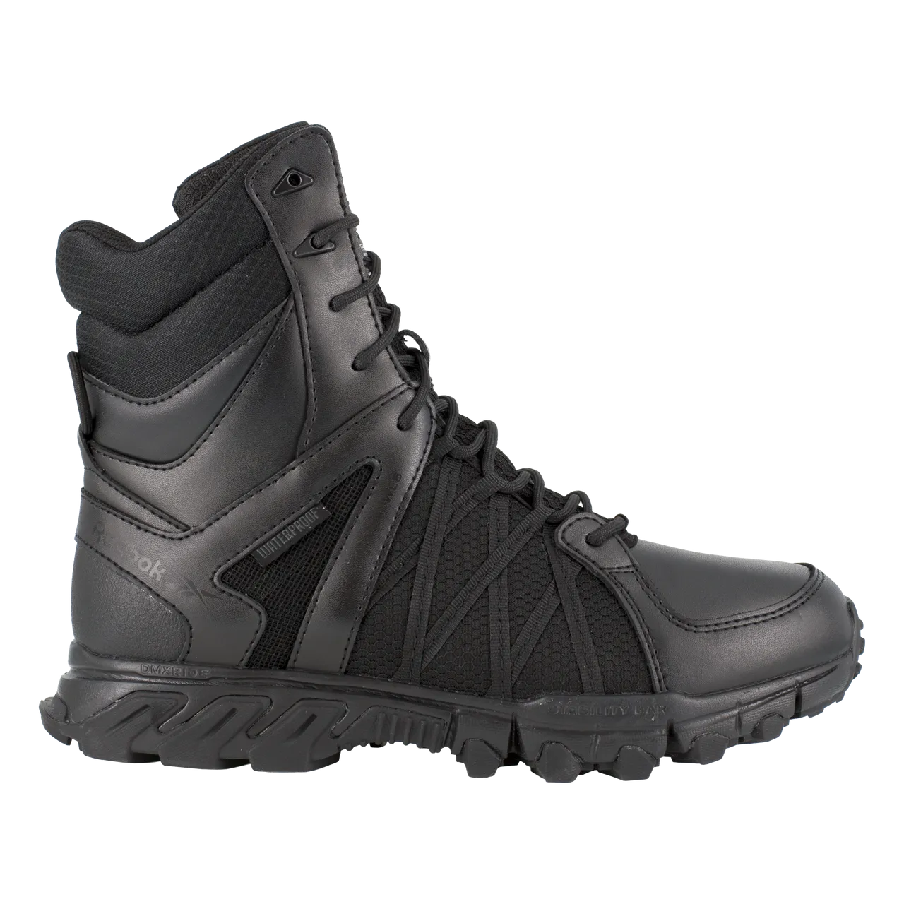 Reebok Tactical Men's 8 Inch Trailgrip Tactical Side Zip Waterproof Boots Black RB3455