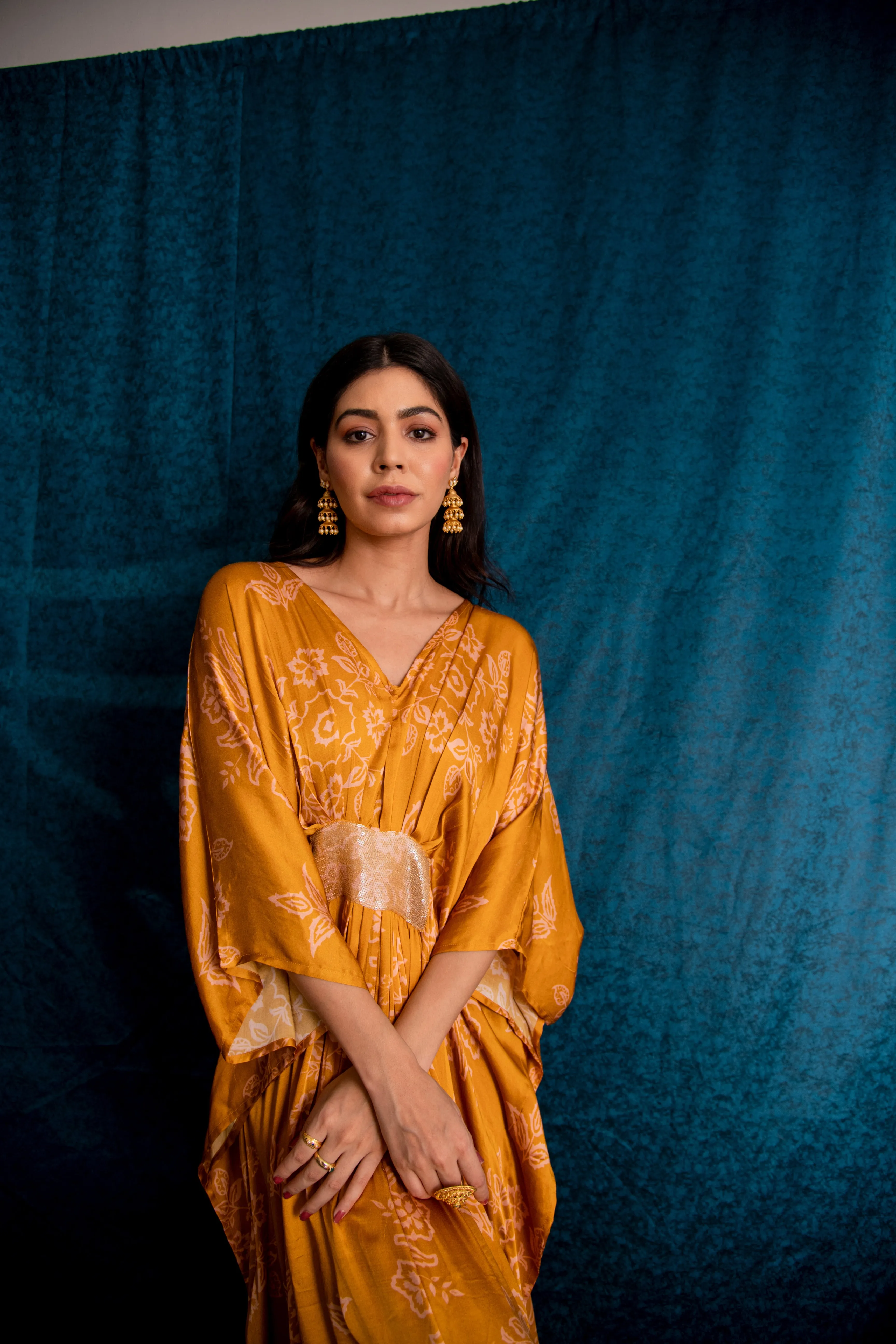 Rooh Sequin Kaftan in Yellow