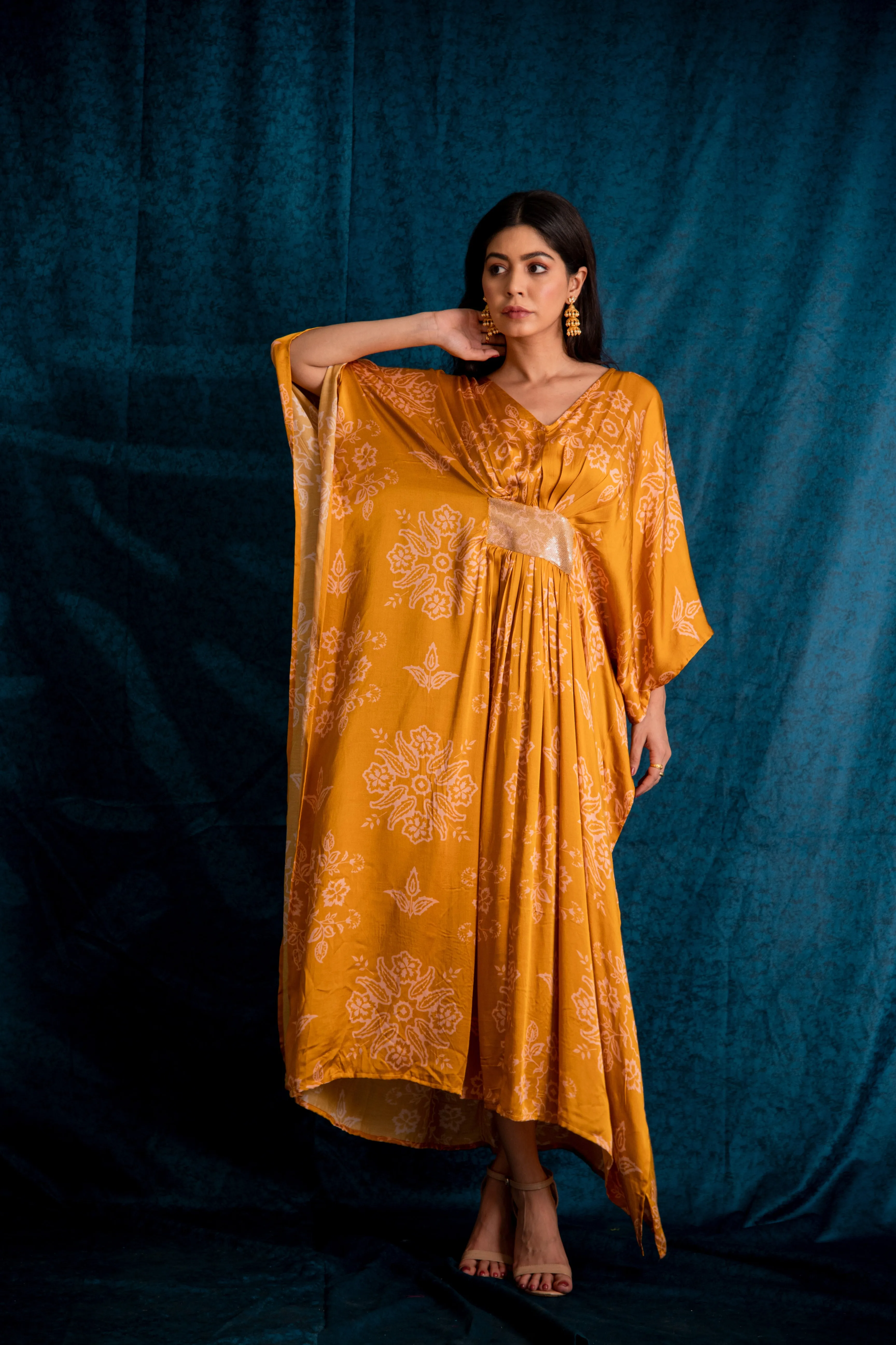 Rooh Sequin Kaftan in Yellow