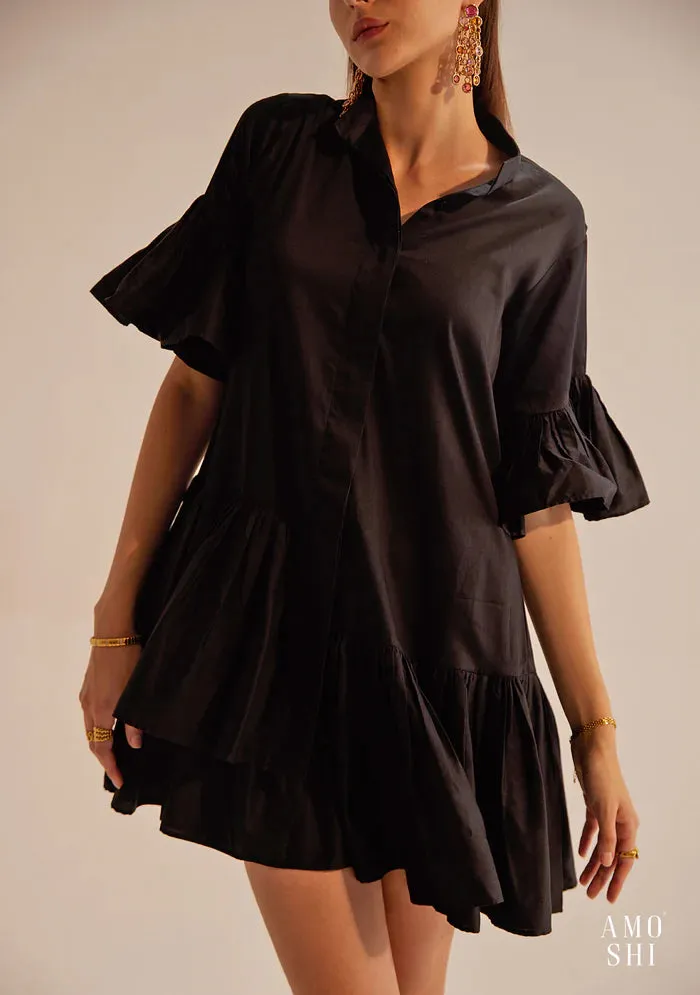 Ruffled sleeve 100% Cotton mini Dress for Women