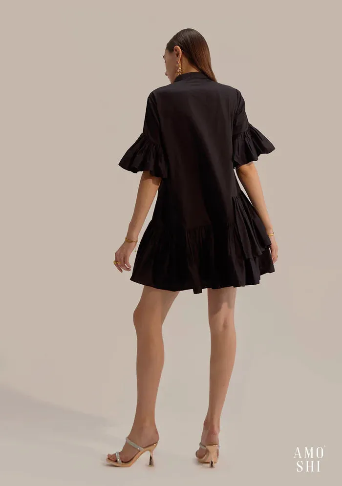 Ruffled sleeve 100% Cotton mini Dress for Women