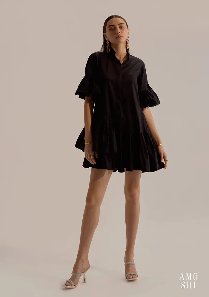 Ruffled sleeve 100% Cotton mini Dress for Women
