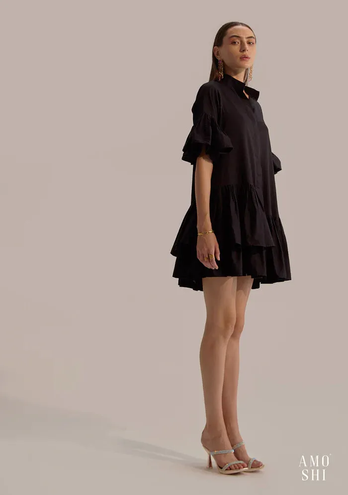 Ruffled sleeve 100% Cotton mini Dress for Women